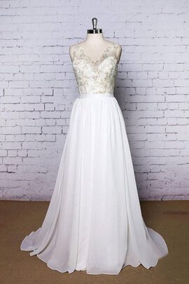 Abito da Sposa in Chiffon a Riva V-Scollo A Terra Senza Maniche