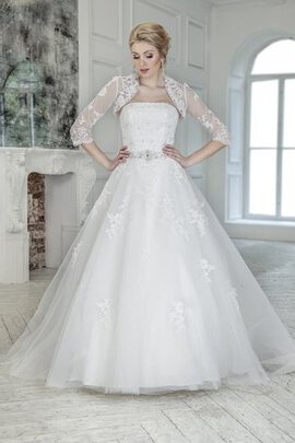 Abito da Sposa Lunghi Senza Spalline A-Line in Pizzo Naturale