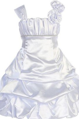 Abito da Cerimonia Bambini Quadrato in Taffeta con Piega Sotto Ginocchio con Increspature