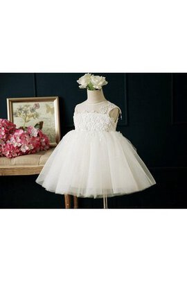 Abito da Cerimonia Bambini Mini in Tulle decorato con Fiore con Piega