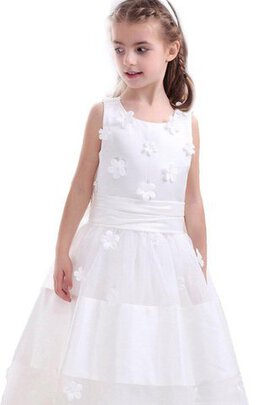 Abito da Cerimonia Bambini con Increspato con Fiore Senza Maniche con Applique