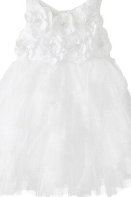 Abito da Cerimonia Bambini A-Line in Tulle con Fiocco con Fiore Senza Maniche