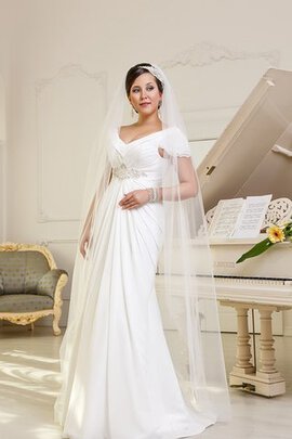 Abito da Sposa con Increspato A-Line in Chiffon A Terra Allacciato