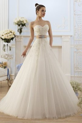 Abito da Sposa in Tulle Senza Maniche A-Line con Fiocco Lunghi