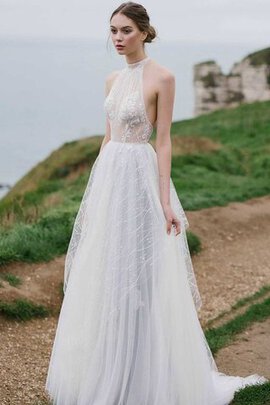 Abito da Sposa Spazzola Treno con Applique Senza Maniche A-Line in Tulle