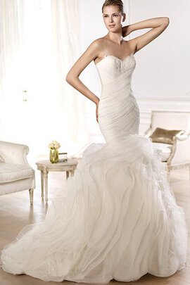 Abito da Sposa con Criss-cross con Increspato Cerniera in Organza Cuore