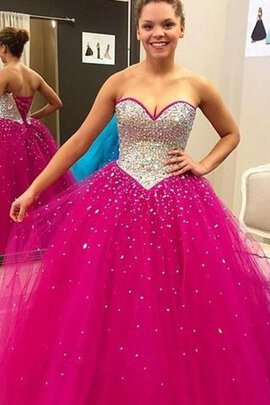 Abito Quinceanera Ball Gown in Raso A-Line in Tulle in Pizzo