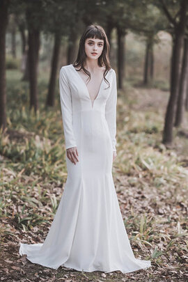 Abito da sposa semplice sirena pomposo scintillante cerniera all aperto