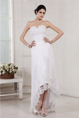 Abito da Sposa con Applique Alta Vita Senza Maniche Tubino Cuore