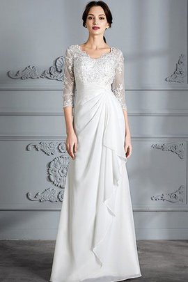 Abito da Sposa V-Scollo in Chiffon Tubino Naturale A Terra