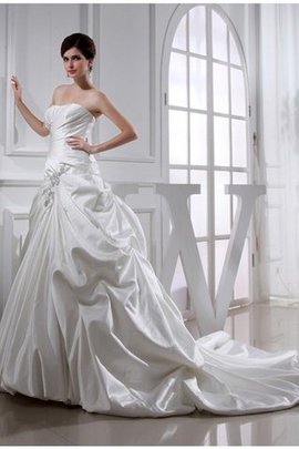 Abito da Sposa A-Line Allacciato con Perline con Applique in Raso