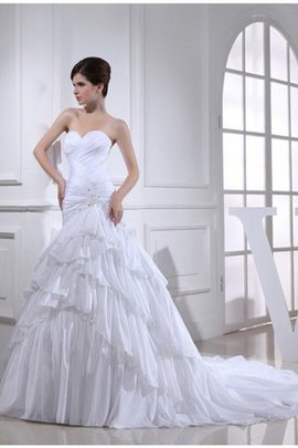 Abito da Sposa Sirena Naturale Coda A Strascico Cappella in Taffeta Allacciato