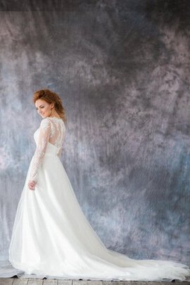 Abito da Sposa Coda A Strascico Cappella Conservatore Naturale in Organza A Terra