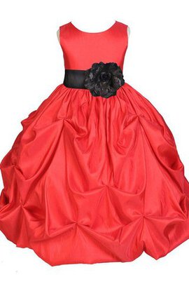 Abito da Cerimonia Bambini A-Line con Fiocco in Taffeta Cerniera con Increspature