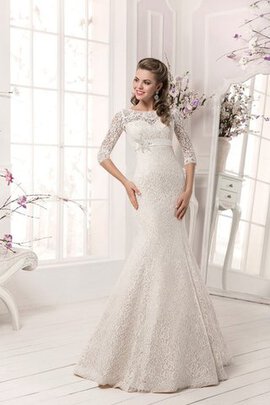 Abito da Sposa in Pizzo con Mezze Maniche Retro Allacciato Conservatore