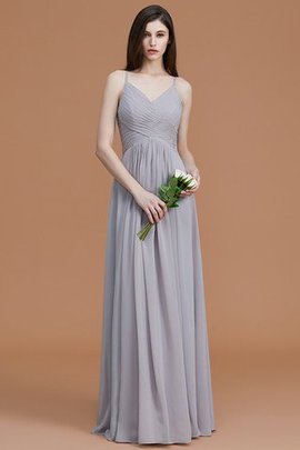 Abito da Damigella Naturale con Increspato Conotta A Terra in Chiffon