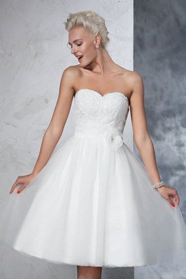 Abito da Sposa con Fiore Al Ginocchio Principessa Naturale Cuore