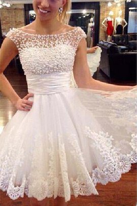 Abito da Sposa Cappellino A-Line Sogno con Perline in Tulle