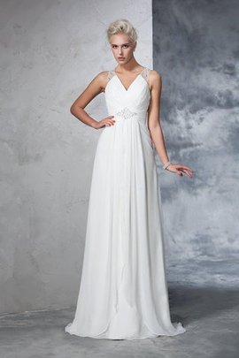 Abito da Sposa Senza Maniche Principessa Alta Vita A-Line in Chiffon