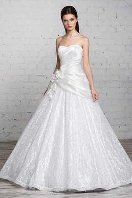 Abito da Sposa con Festone in Raso A-Line Cuore Senza Maniche