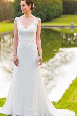 Abito da Sposa A-Line in Pizzo Lunghi Lusso Tubino