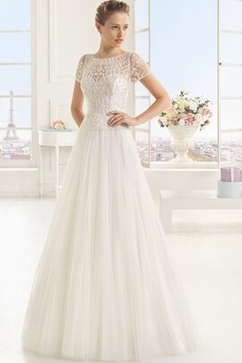 Abito da Sposa Senza Maniche A-Line con Applique Spazzola Treno Tondo