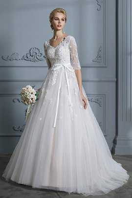 Abito da sposa medievale semplice radiosa cerniera dolce v-scollo