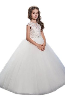 Abito da Cerimonia Bambini Senza Maniche Tondo Naturale Ball Gown A Terra