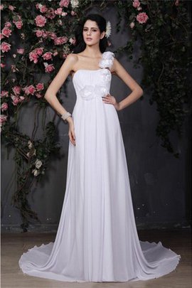 Abito da Sposa Allacciato Lunghi con Fiore A-Line Principessa