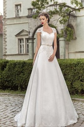 Abito da Sposa Stravagante con Applique Buco Della Serratura Schiena Medievale Cappellino