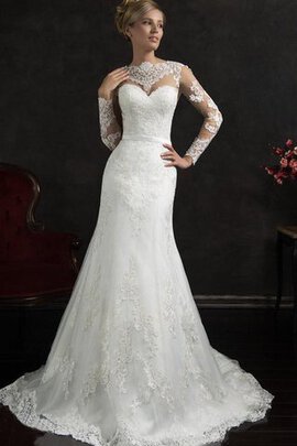 Abito da Sposa con Applique in Pizzo Schiena Nuda Lusso Semplice