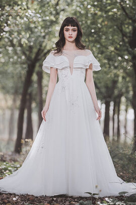 Abito da sposa onorevole all aperto conservatore con increspature cerniera in tulle