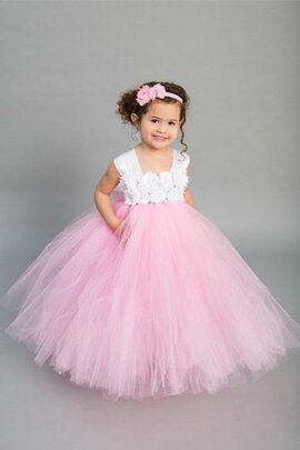 Abito da Cerimonia Bambini con Fiocco con Increspature in Tulle con Fusciacca con Piega