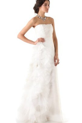 Abito da Sposa in Organza A-Line Naturale Senza Maniche con Piega