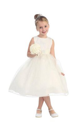 Abito da Cerimonia Bambini decorato Senza Maniche con Increspature A-Line Lupetto