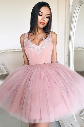 Abito Homecoming Principessa in Tulle V-Scollo Mini Senza Maniche