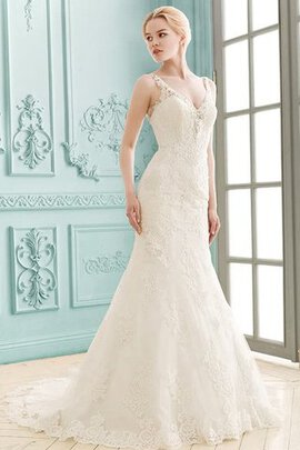 Abito da Sposa Tubino Lusso V-Scollo Senza Maniche con Perline