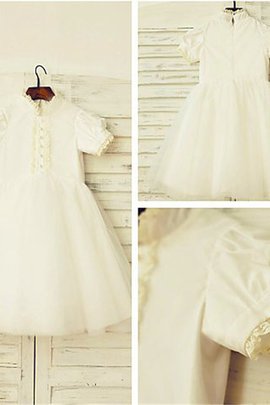 Abito da Cerimonia Bambini Principessa con Fiore in Tulle Lupetto con Manica Corte