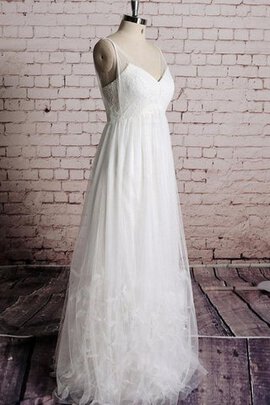 Abito da Sposa Cerniera V-Scollo con Piega Senza Maniche con Increspature