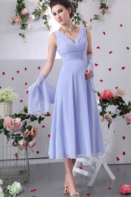 Abito mamma sposa in Chiffon con Increspato con Criss-cross Elegante Sotto Ginocchio