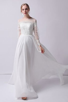 Abito da sposa cerniera conservatore con maniche lunghe in pizzo barchetta speciale