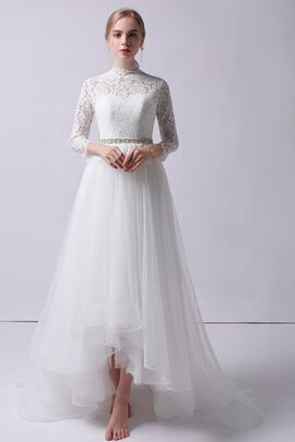 Abito da sposa splendente lunghi lupetto asimmetrici spazzola treno in tulle