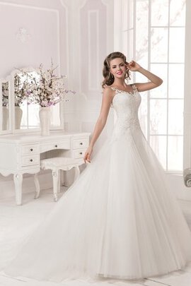 Abito da Sposa A-Line A Terra in Tulle Naturale Largo