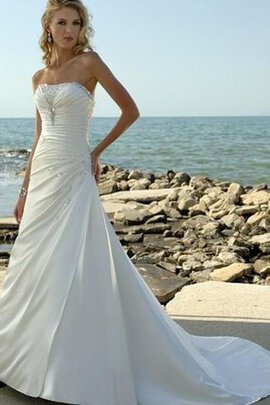 Abito da Sposa con Perline Senza Strap a Riva Naturale con Paillette