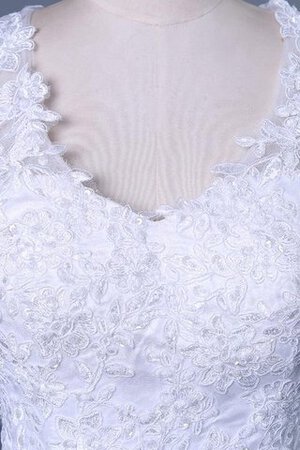 Abito da Sposa Cappellino Coda A Strascico Corto con Manica Corte in Pizzo con Applique