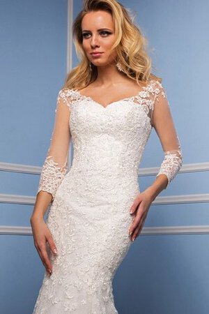 Abito da Sposa in Pizzo Convenzionale con Applique Pudica V-Scollo