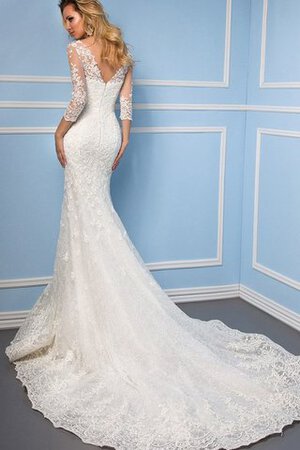 Abito da Sposa in Pizzo Convenzionale con Applique Pudica V-Scollo