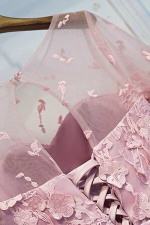 Abito Da Ballo in Pizzo con Manica Corte con Applique con Fusciacca in Tulle