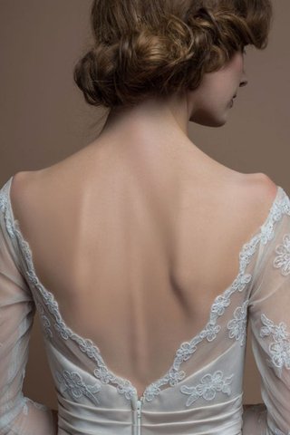 Abito da Sposa A Terra Largo in Tulle con Tre Quarti Lunghezza Maniche con Applique