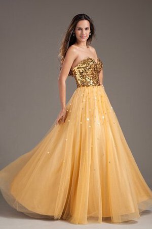 Abito Quinceanera con Paillette Senza Maniche in Taffeta Cuore A-Line